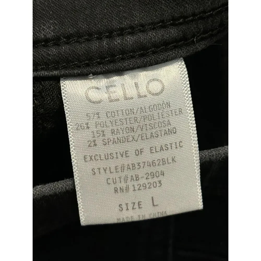Cello Pull-on Bell-Bottom Jeans Size Large Black Denim Flare Stretch - Picture 4 of 6